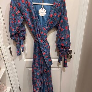 Eddy Ellen Blue Wrap Dress - Size S